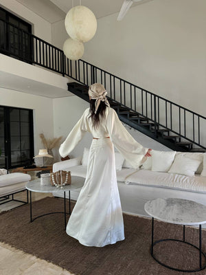 Pearl Satin Tie Maxi Dress