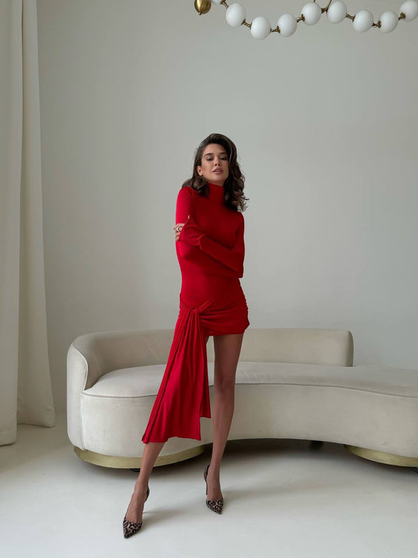 Scarlet Drape Mini Dress