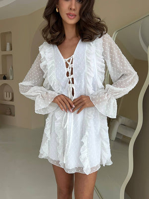 Snow Petal Chiffon Mini Dress