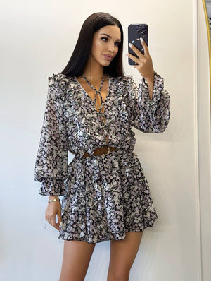Meadow Bloom Chiffon Mini Dress