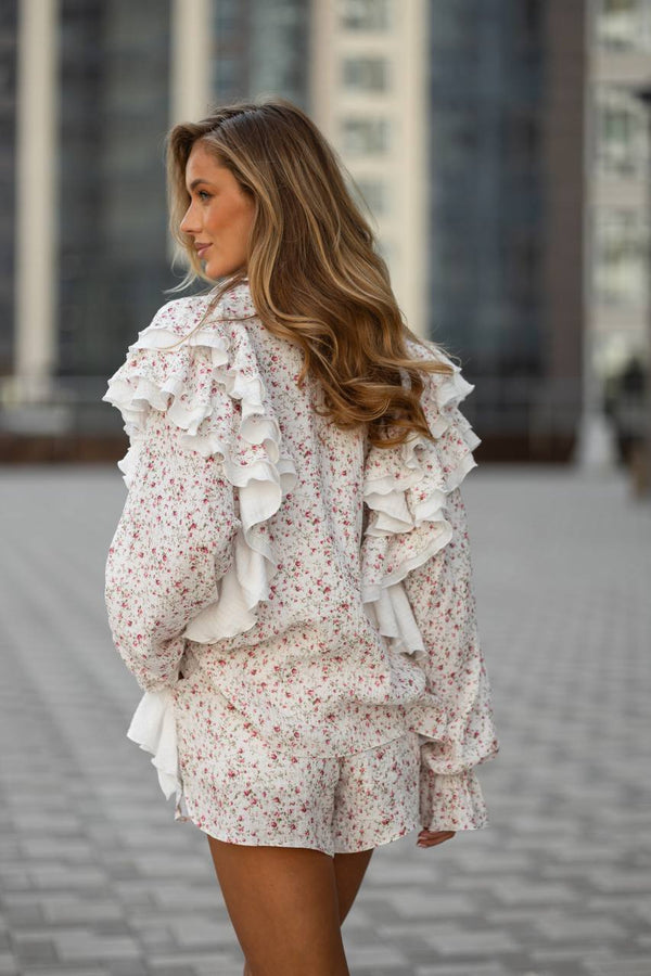 Pink Hanna Muslin Ruffle Set