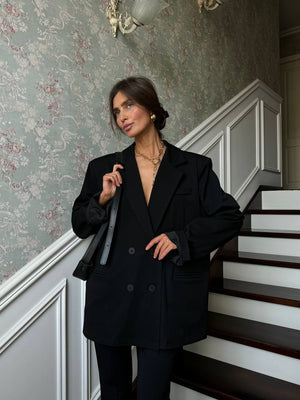 Black Arno Flared Suit Trousers