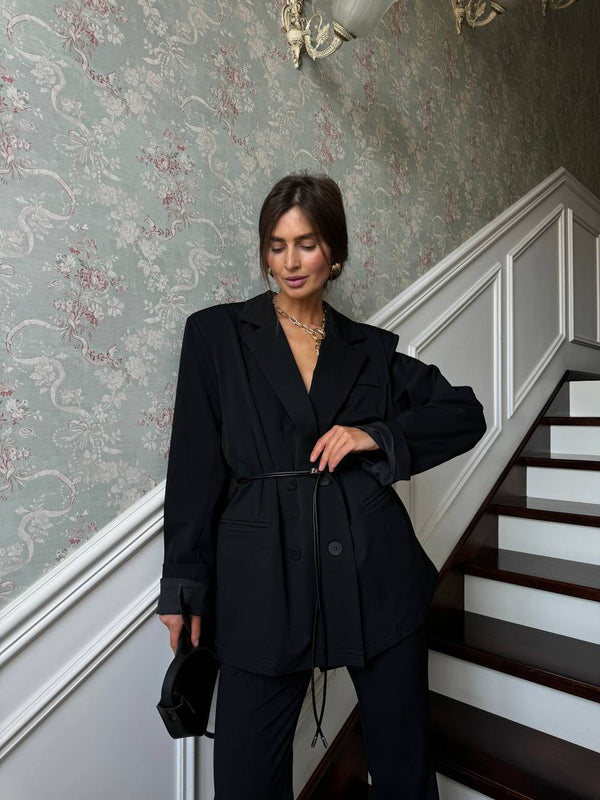Black Arno Flared Suit Trousers