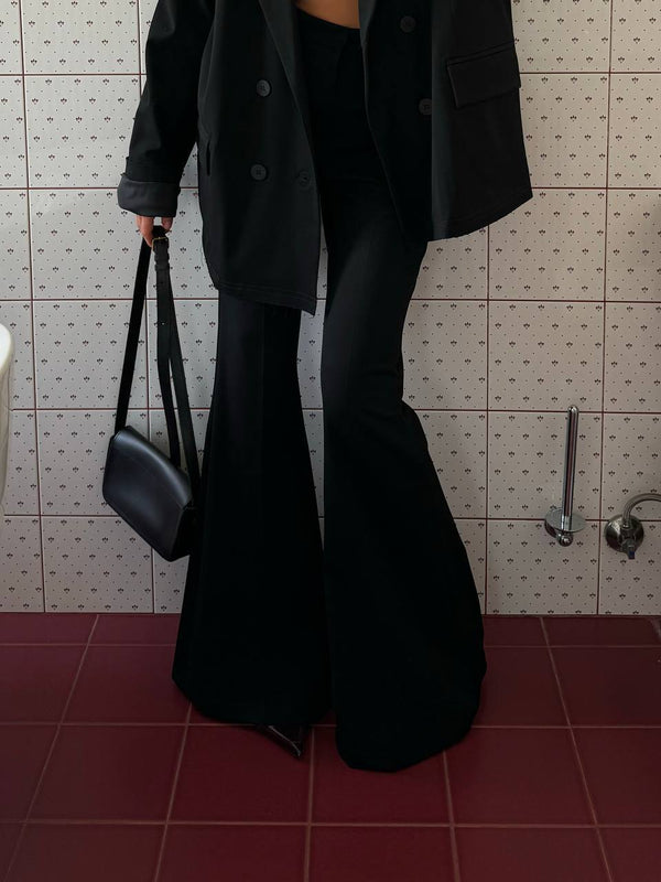 Black Arno Flared Suit Trousers