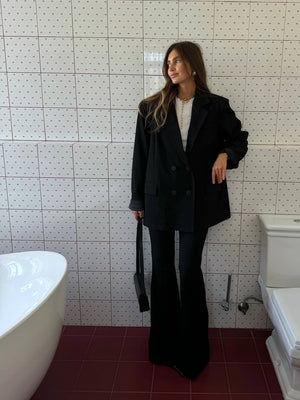 Black Arno Flared Suit Trousers