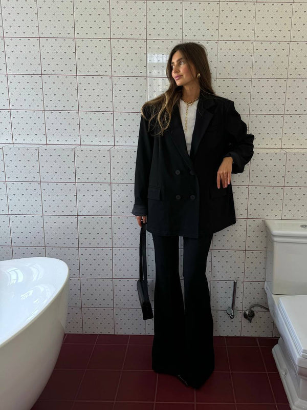 Black Arno Flared Suit Trousers