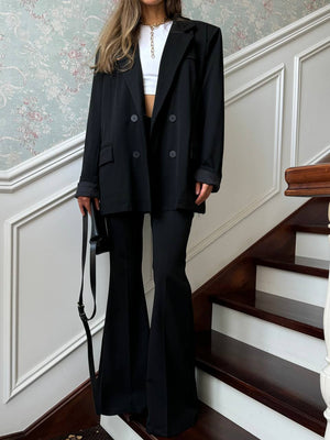 Black Arno Flared Suit Trousers