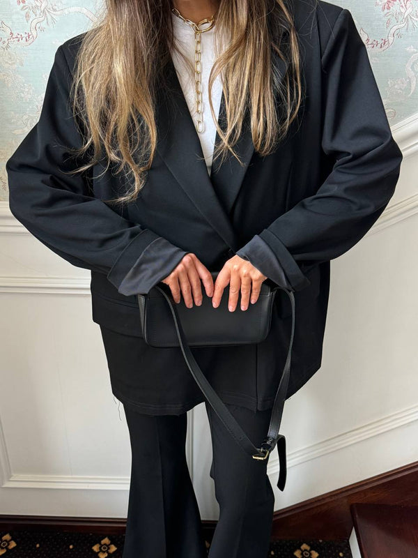 Black Arno Flared Suit Trousers
