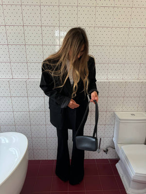 Black Arno Flared Suit Trousers