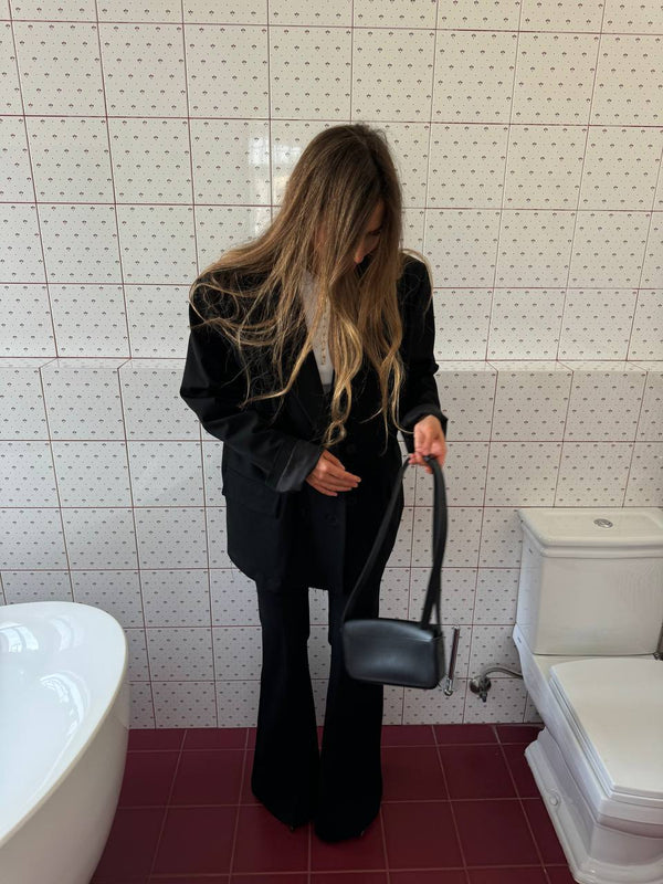 Black Arno Flared Suit Trousers