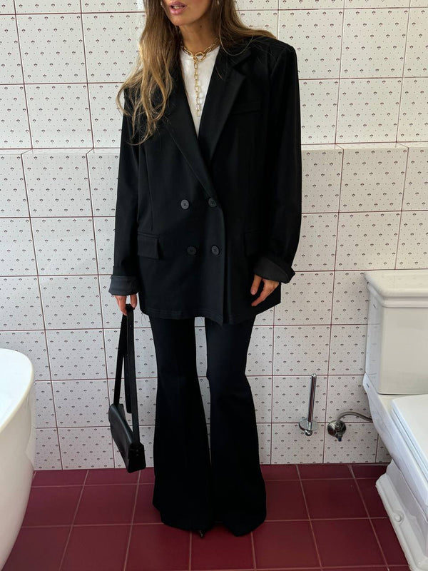 Black Arno Flared Suit Trousers