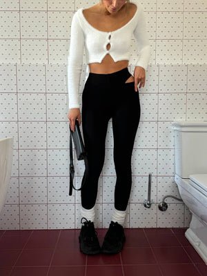 Black Cutout Jersey Leggings