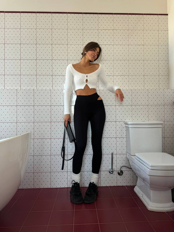 Black Cutout Jersey Leggings