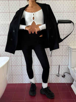 Black Cutout Jersey Leggings