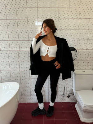 Black Cutout Jersey Leggings
