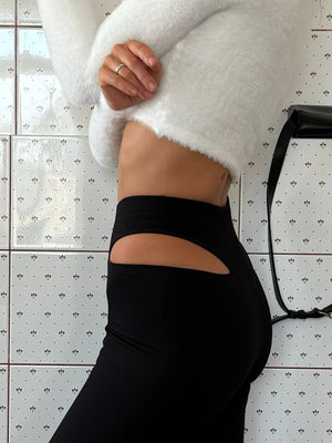 Black Cutout Jersey Leggings