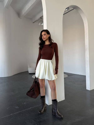 Champagne Tulip Satin Mini Skirt