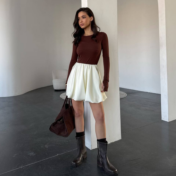 Champagne Tulip Satin Mini Skirt