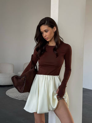 Champagne Tulip Satin Mini Skirt