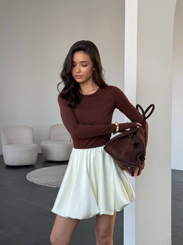 Champagne Tulip Satin Mini Skirt