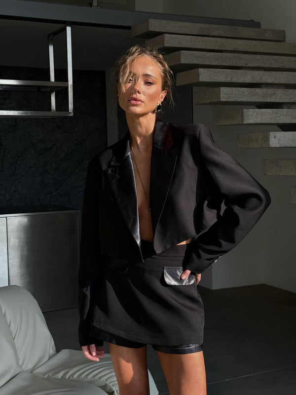 Noir Satin-Trim Power Set