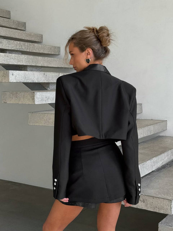 Noir Satin-Trim Power Set