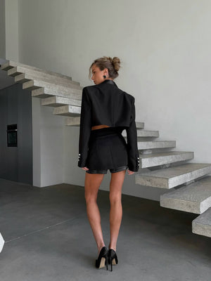 Noir Satin-Trim Power Set