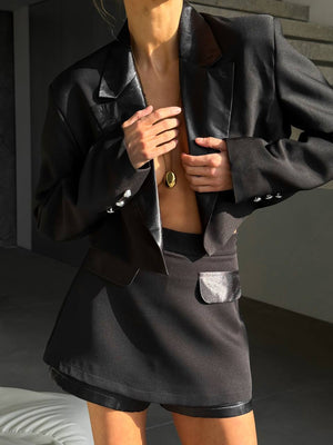 Noir Satin-Trim Power Set