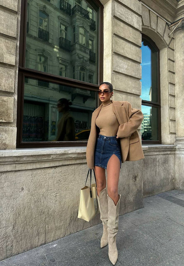 Indigo Cutout Mini Skirt