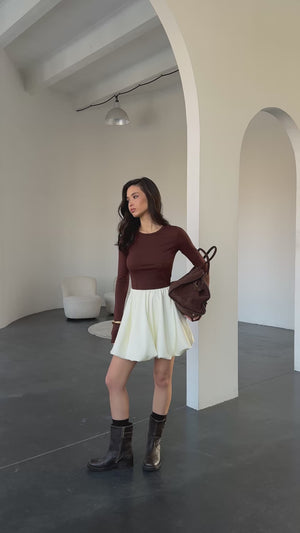 Champagne Tulip Satin Mini Skirt