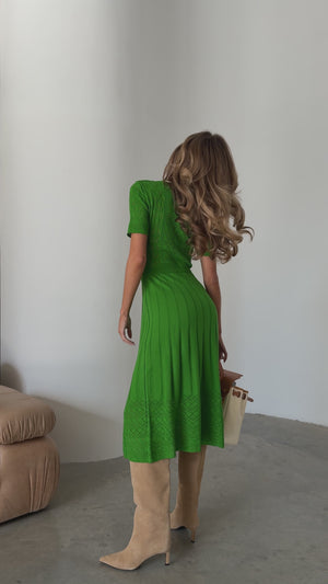 Verdant Grace Knit Midi Dress