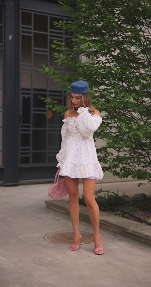 Heartfelt Pink Off-Shoulder Muslin Dress