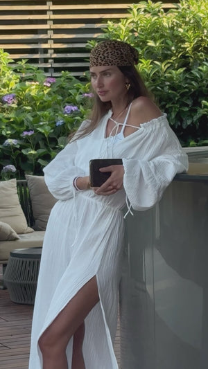 Seabreeze Off-Shoulder Muslin Maxi Dress
