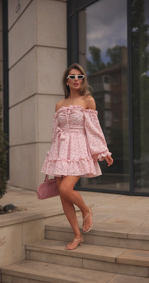 Candy Blush Off-Shoulder Muslin Dress