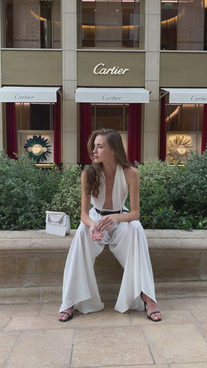 Milk-White Halter-Back Jumpsuit