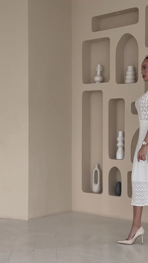 Ivory Glint Knit Midi Dress