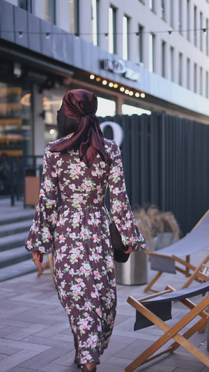 Violet Bloom Linen Midi Dress