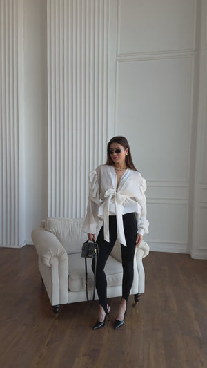 Ivory Drama Sleeve Chiffon Blouse
