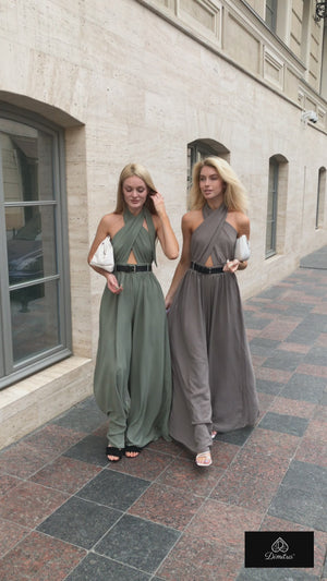 Olive Halter-Back Jumpsuit