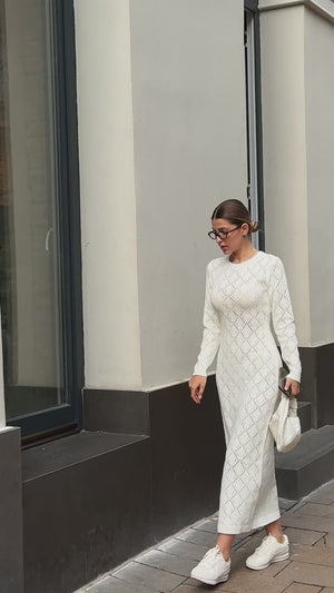 Ivory Knit Midi Dress