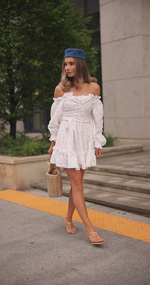 Wildberry Cream Off-Shoulder Muslin Dress