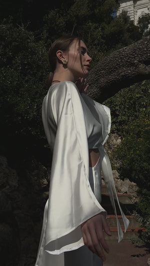 Pearl Satin Tie Maxi Dress