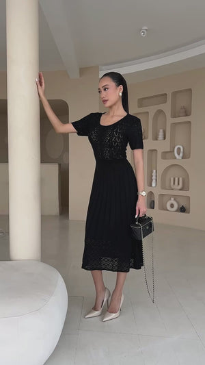 Noir Rhythm Knit Midi Dress