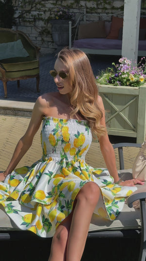 White Lemon Smocked Mini Dress