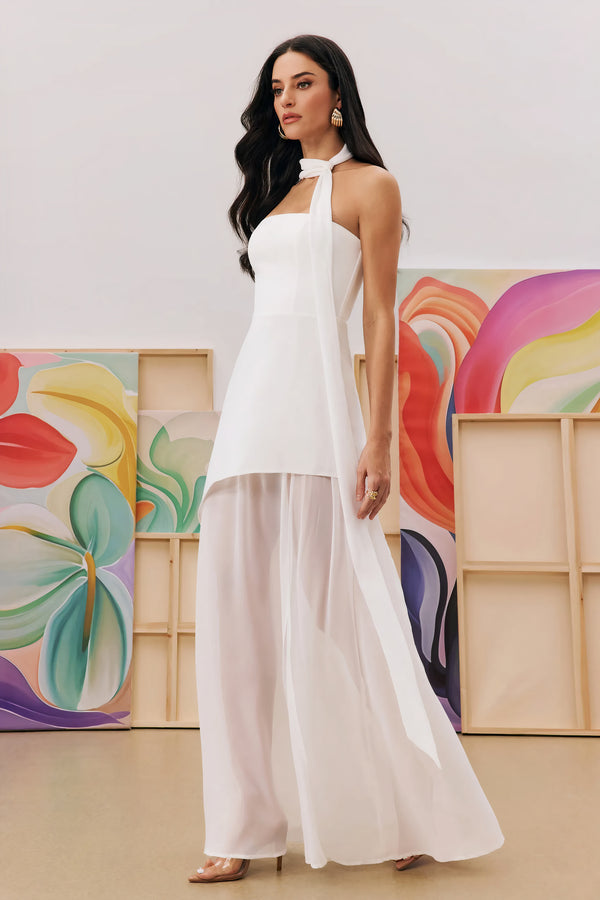 Abito in chiffon bordeaux senza spalline